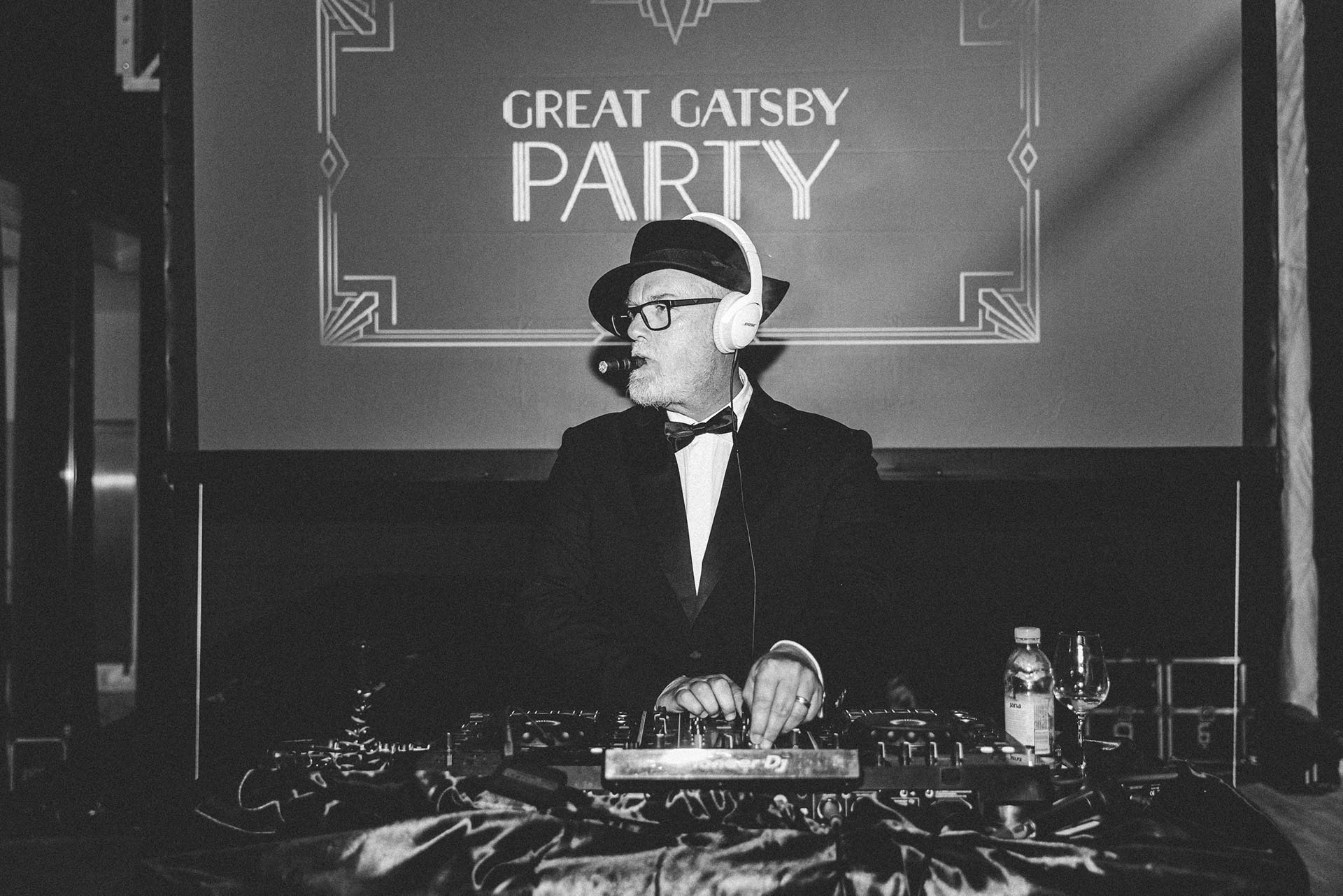 DJ performing at Dentelli Great Gatsby Party
