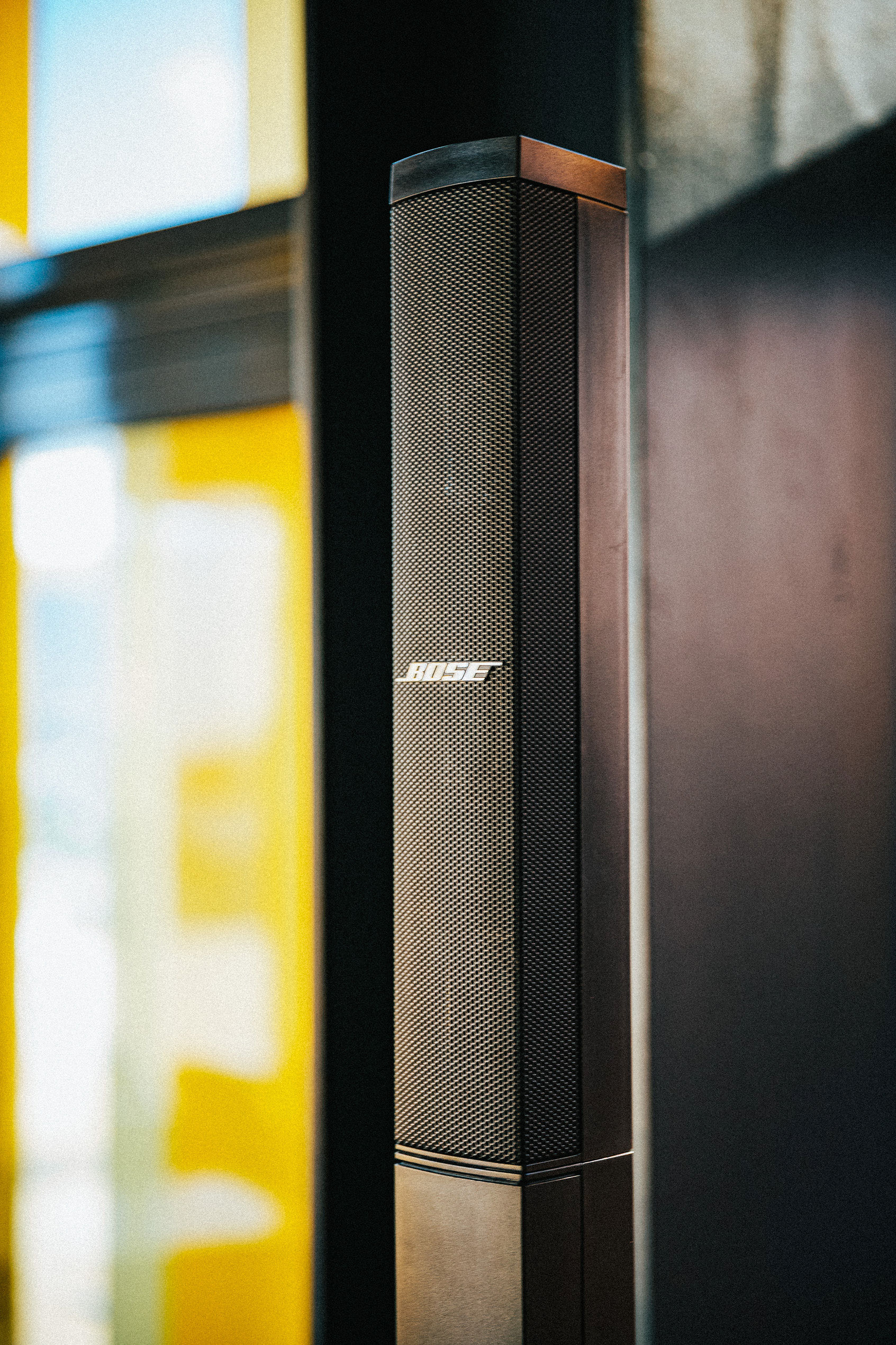 Bose speaker close-up at Tin restaurant installation in Split — Cosmic Production